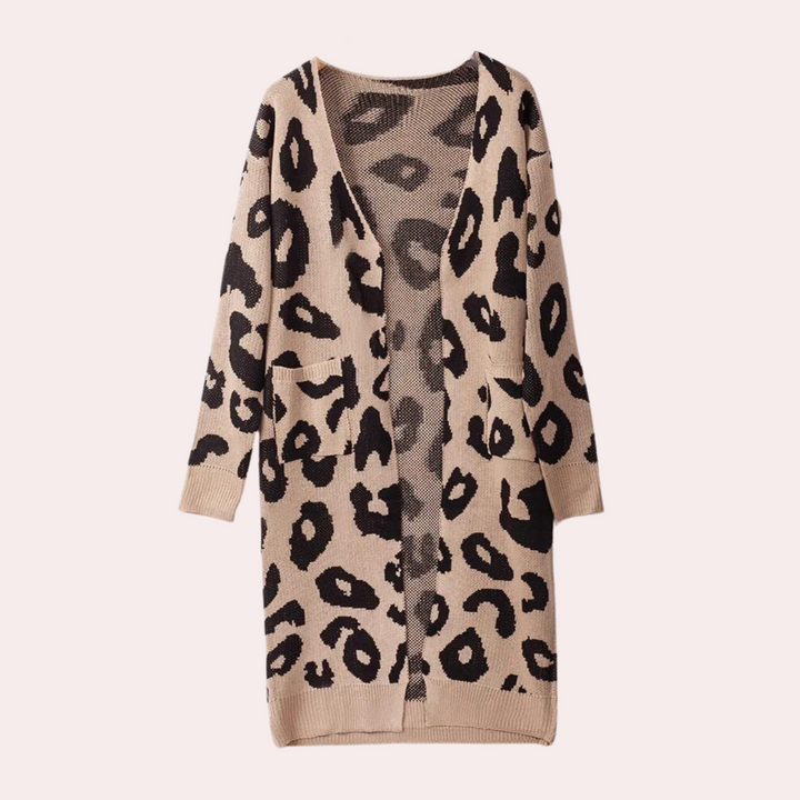 Clothilde - Modische Strickjacke mit Leopardenmuster für Damen