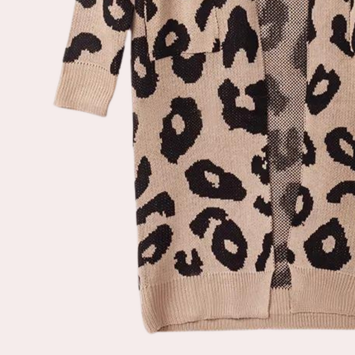 Clothilde - Modische Strickjacke mit Leopardenmuster für Damen