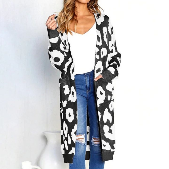 Clothilde - Modische Strickjacke mit Leopardenmuster für Damen