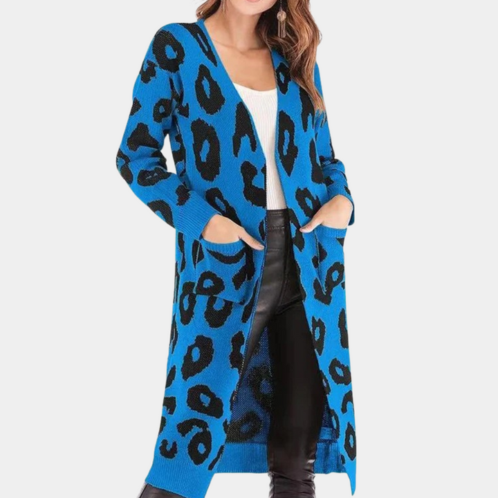 Clothilde - Modische Strickjacke mit Leopardenmuster für Damen