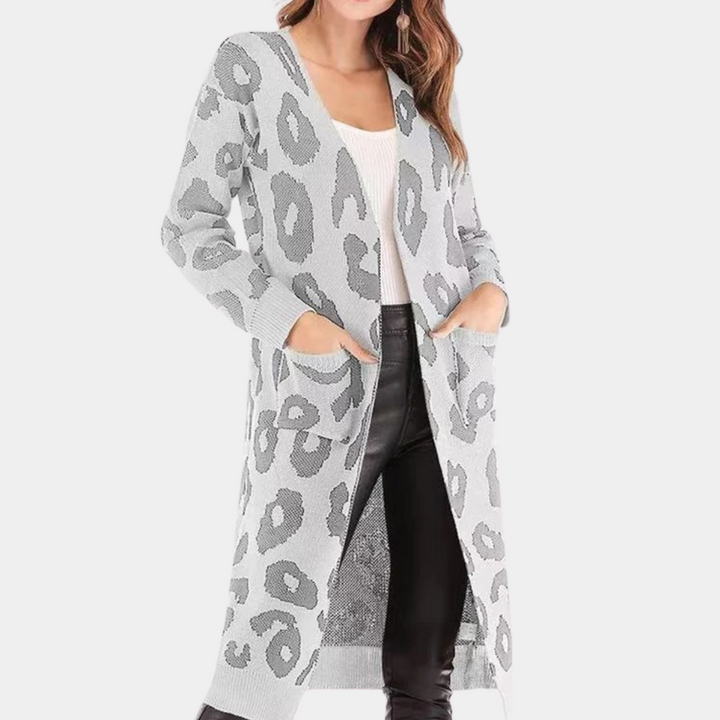 Clothilde - Modische Strickjacke mit Leopardenmuster für Damen