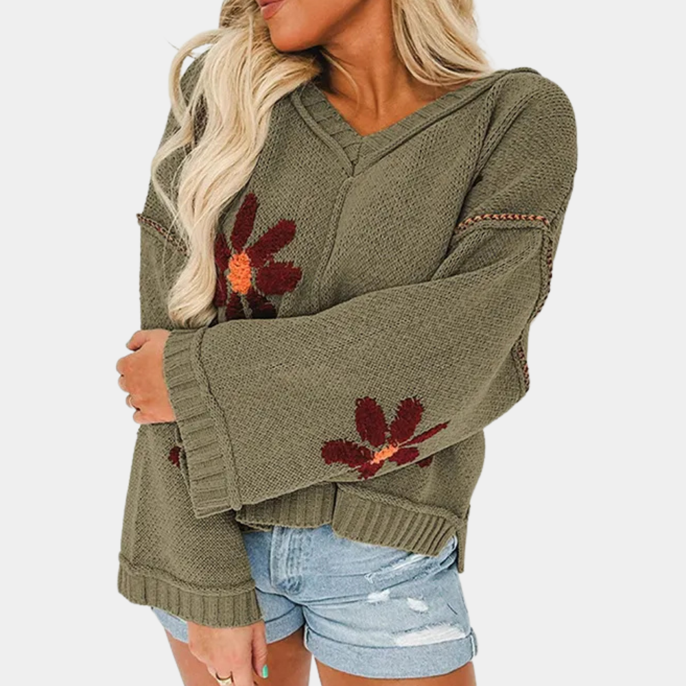 Honoria - Damenpullover mit Floralem Strickmuster