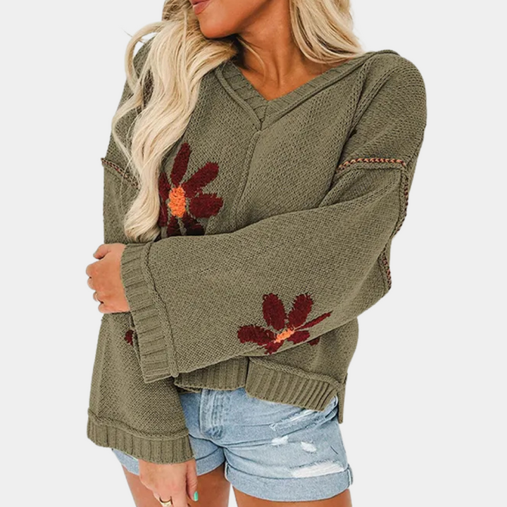 Honoria - Damenpullover mit Floralem Strickmuster