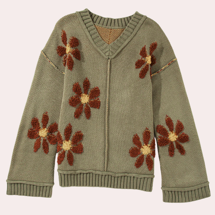 Honoria - Damenpullover mit Floralem Strickmuster