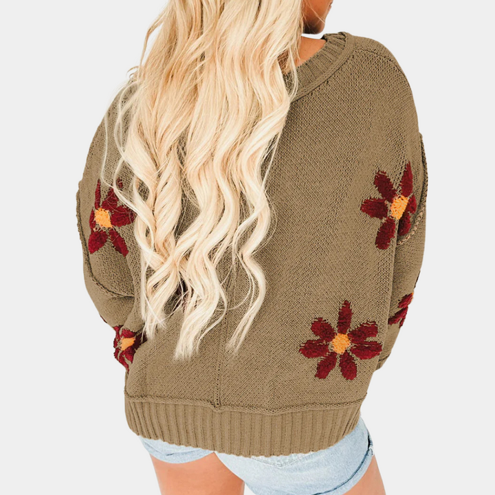 Honoria - Damenpullover mit Floralem Strickmuster
