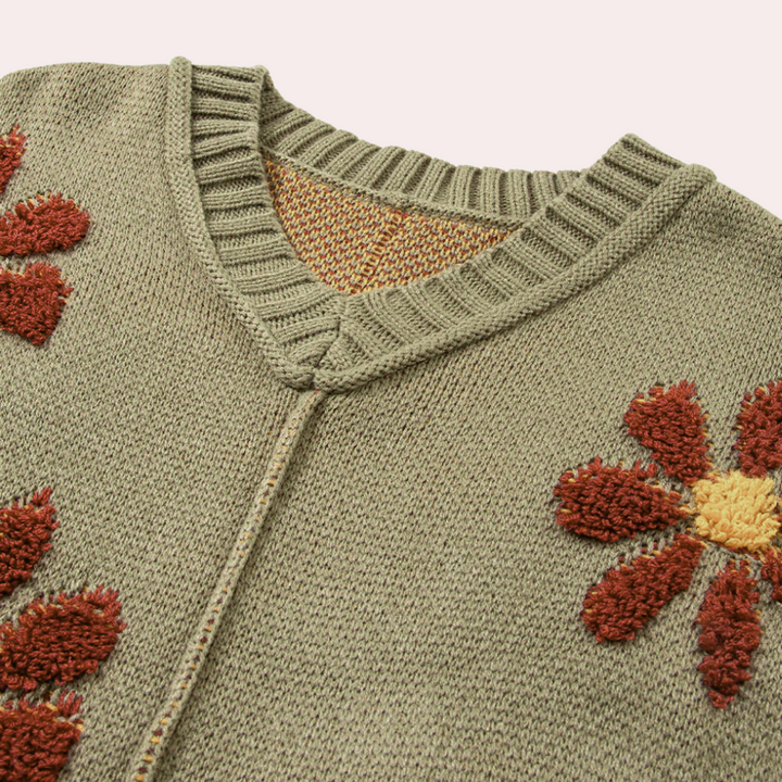 Honoria - Damenpullover mit Floralem Strickmuster