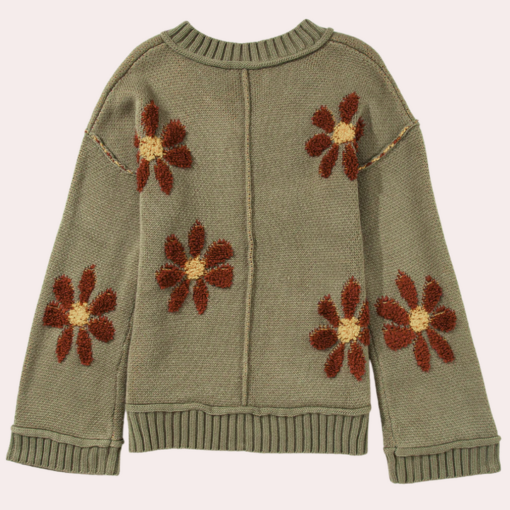 Honoria - Damenpullover mit Floralem Strickmuster