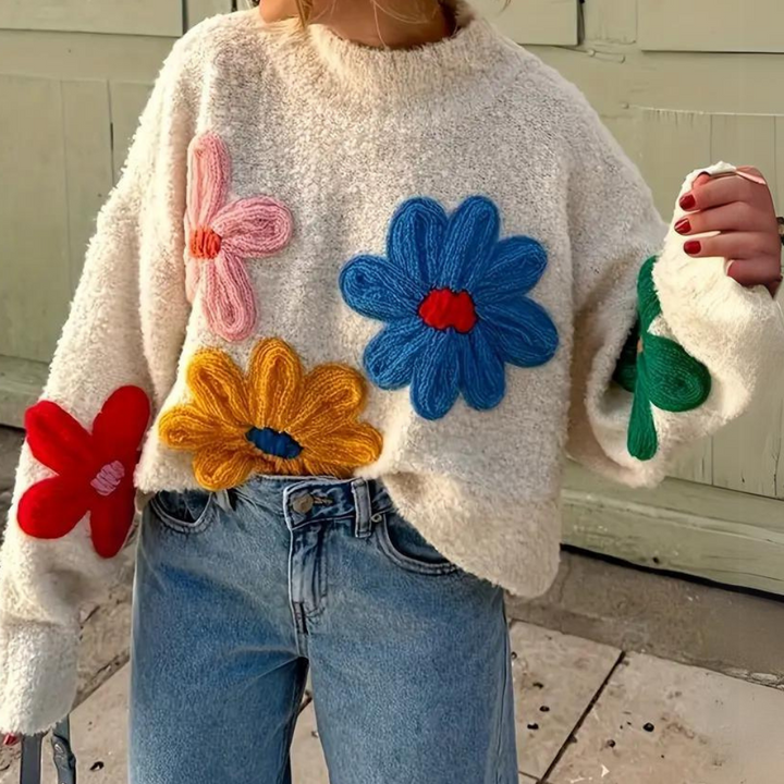 Brenda - Bunte Blütenpullover für Damen