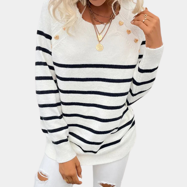 Liya - Modischer Gestreifter Pullover für Damen
