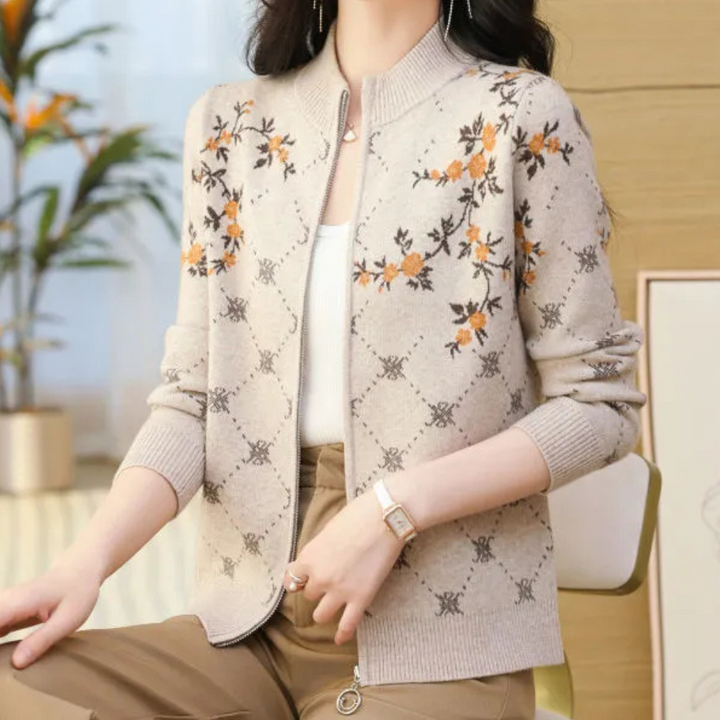 Justa - Trendige Geblümte Strickjacke für Damen