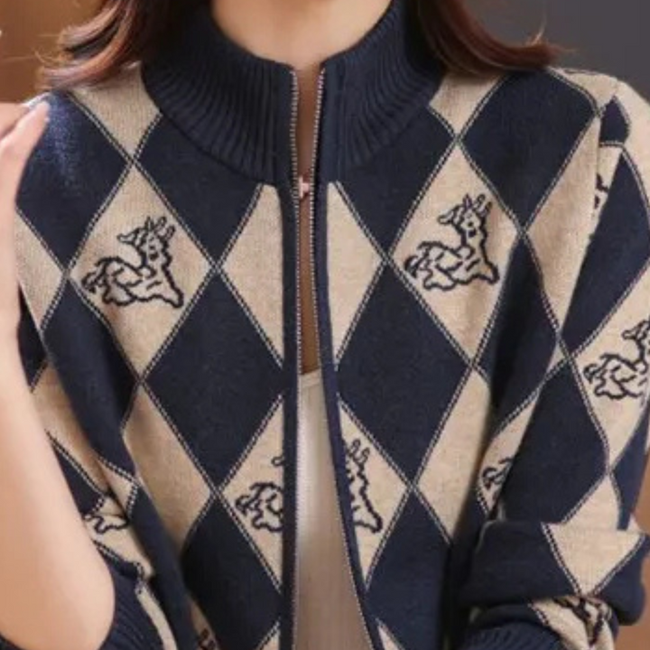 Alvira - Bequeme Reißverschluss Strickjacke für Damen