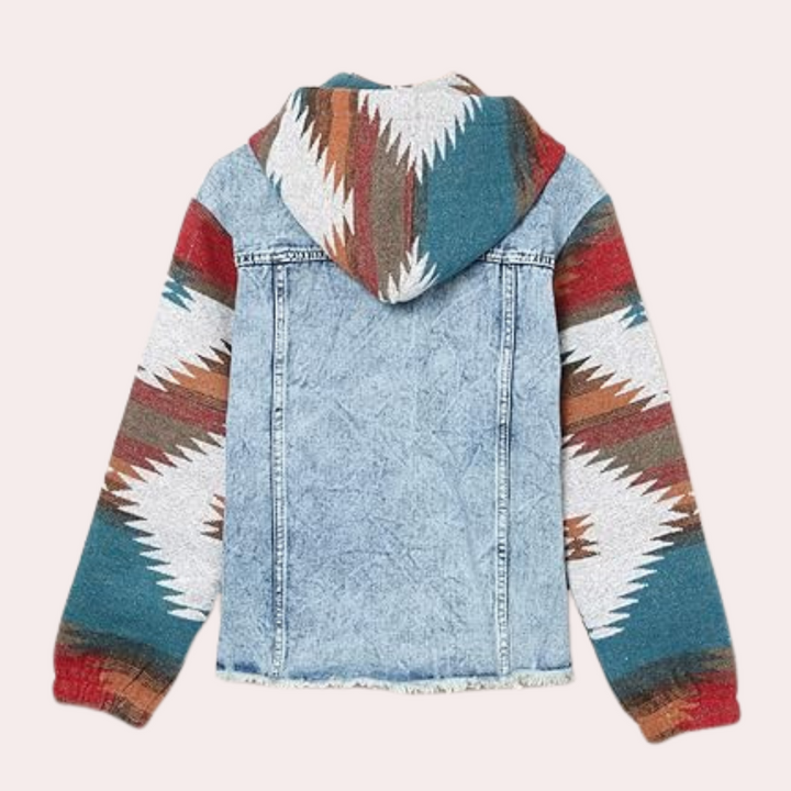 Sage - Vintage Denimjacke mit Kapuze für Frauen