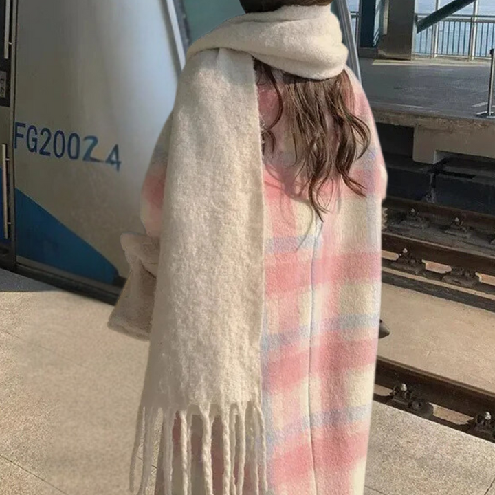 Floriane - Stilvoller Karierter Langmantel für Damen