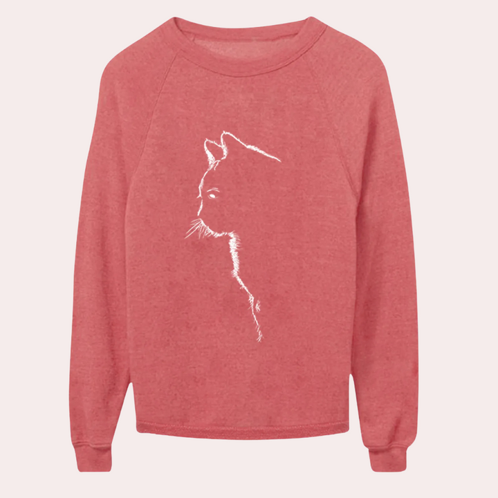 Adria - Entspannter Katzen-Motiv Pullover für Damen