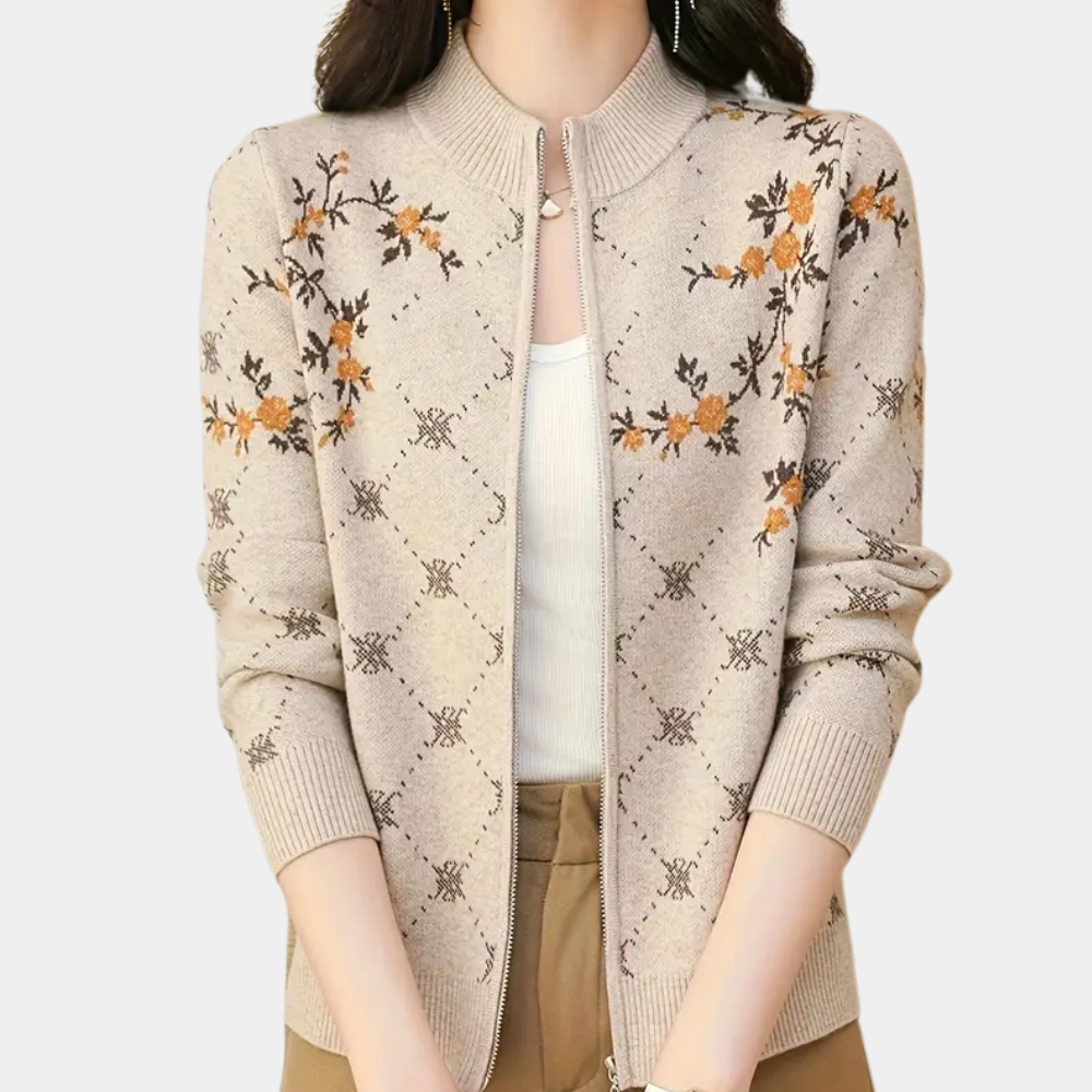Justa - Trendige Geblümte Strickjacke für Damen