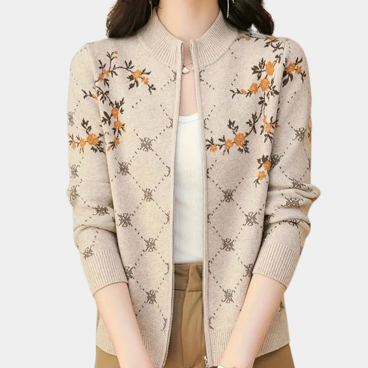Justa - Trendige Geblümte Strickjacke für Damen