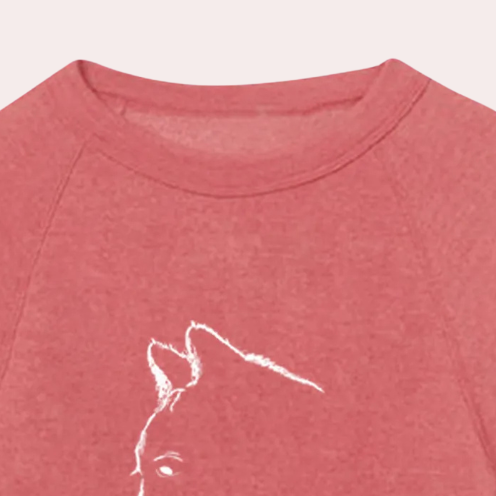 Adria - Entspannter Katzen-Motiv Pullover für Damen
