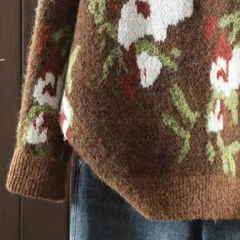 Kaia - Lässiger Geblümter Strickpullover für Damen