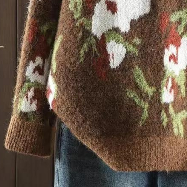 Kaia - Lässiger Geblümter Strickpullover für Damen